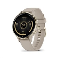 Garmin Venu® 3S, Nerezová luneta Soft Gold, pouzdro French Gray, silikonový řemínek