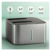 AXAGON ADSA-DC, USB-C 5Gbps - 2x SATA 6G 2.5"/3.5" SSD/HDD CLONE DUAL dokovací stanice