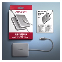 AXAGON HMC-5HL USB 5Gbps hub, 2x USB-A, HDMI 4k/60Hz, RJ-45 GLAN, PD 100W, kabel USB-C 20cm
