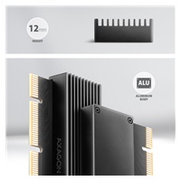 AXAGON PCEM2-XS, PCIe x16 - M.2 NVMe M-key slot adaptér, kryt s chladičem pro pasivní chlazení