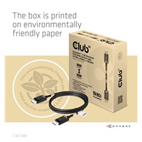 Club3D Kabel DisplayPort 2.1 na DisplayPort 2.1 VESA DP80, 4K240Hz/8K60Hz/10K30Hz HDR (M/M), 1.2m, černá