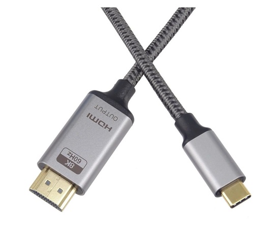 PremiumCord kabel USB-C na HDMI 2m rozlišení obrazu 8K@60Hz,4K@144Hz Aluminium