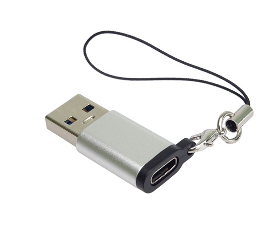 PremiumCord Adaptér USB3.0 A male - USB-C Female, stříbrná s očkem na zavěšení