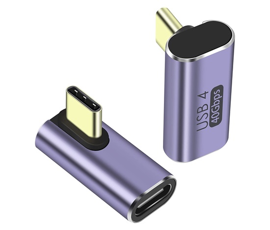 PremiumCord Adaptér USB-C na USB-C, USB 4.0, zahnutý 90°