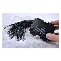 Solight LED venkovní vánoční řetěz, 50LED, 5m, 3m přívod, 8 funkcí, IP44, 3x AA, teplá bílá