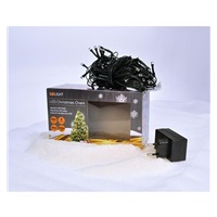 Solight LED venkovní vánoční řetěz, 200 LED, 10m, přívod 5m, 8 funkcí, IP44, studená bílá