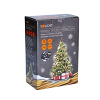 Solight LED venkovní vánoční řetěz, 200 LED, 10m, přívod 5m, 8 funkcí, IP44, studená bílá