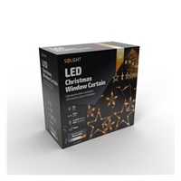 Solight LED vánoční závěs, hvězdy, šíře 1,8m, 77LED, IP20, 3xAA, USB