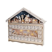 Solight LED adventní kalnedář - horská chata, 10x LED, 50x40cm, 2x AA