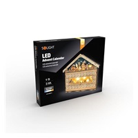 Solight LED adventní kalnedář - horská chata, 10x LED, 50x40cm, 2x AA