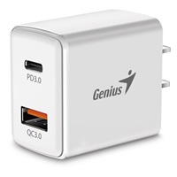 GENIUS nabíječka PD-20AC, 20W, rychlé nabíjení, USB-C PD3.0, USB-A QC3.0, bílá