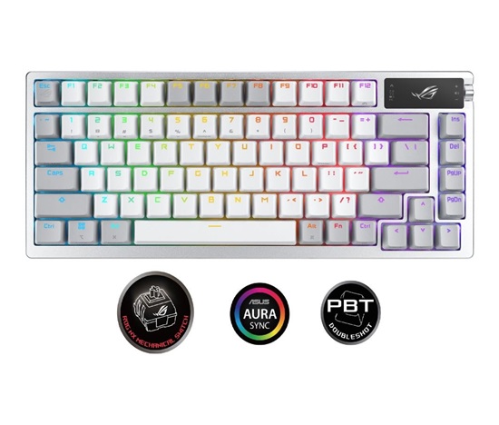 ASUS klávesnice ROG AZOTH Moonlight White, mechanická, Bluetooth, US, bílá