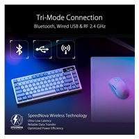 ASUS klávesnice ROG AZOTH Moonlight White, mechanická, Bluetooth, US, bílá