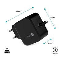 CONNECT IT C-Power Mini univerzální notebookový adaptér USB-C, PD 67 W, černá