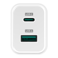 CONNECT IT Wanderer2 GaN nabíjecí adaptér 1×USB-C + 1xUSB-A, 33W PD, bílá