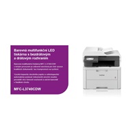 BROTHER multifunkce color LED MFC-L3740CDW - A4 18ppm 512MB 250listů USB WIFI LAN ADF50 duplex fax