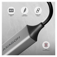 AXAGON ADE-TXCA, USB-C + USB-A 3.2 Gen 1 - Gigabit Ethernet síťová karta, Asix AX88179, auto instal
