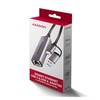 AXAGON ADE-TXCA, USB-C + USB-A 3.2 Gen 1 - Gigabit Ethernet síťová karta, Asix AX88179, auto instal