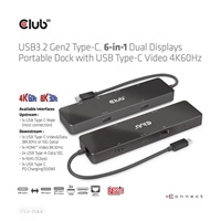 Club 3D dokovací stanice USB-C 3.2 Gen1 6in1 Hub 1x USB-C Video 4K60Hz, 1x HDMI 4K60Hz, 2x USB-A, USB-C PD 100W, RJ45