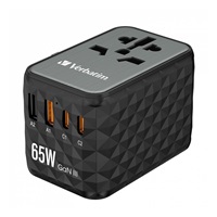 VERBATIM Univerzální cestovní adaptér nabíječka UTA-05 GaN III, 65W