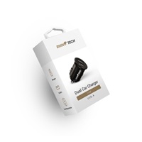RhinoTech LITE MINI kovový duální USB-A nabíjecí adaptér do auta 24W černá