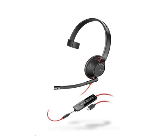 Poly Blackwire 5210 náhlavní souprava, 3.5 mm jack + USB-C/A adaptér, mono (bulk)