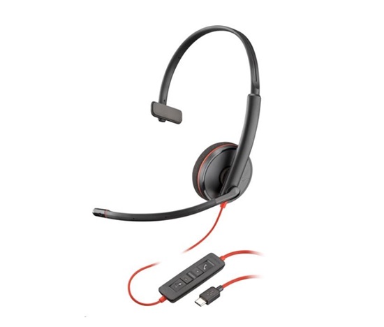 Poly Blackwire 3210 náhlavní souprava, USB-C/A adaptér, mono (bulk), černý kabel