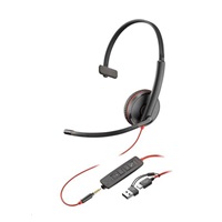Poly Blackwire 3215 náhlavní souprava, 3.5 mm jack + USB-C/A adaptér, mono (bulk)