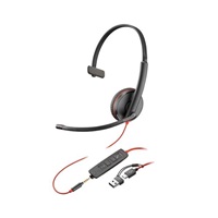 Poly Blackwire 3215 náhlavní souprava, 3.5 mm jack + USB-C/A adaptér, mono