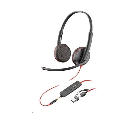 Poly Blackwire 3225 náhlavní souprava, 3.5 mm jack + USB-C/A adaptér, stereo (bulk)