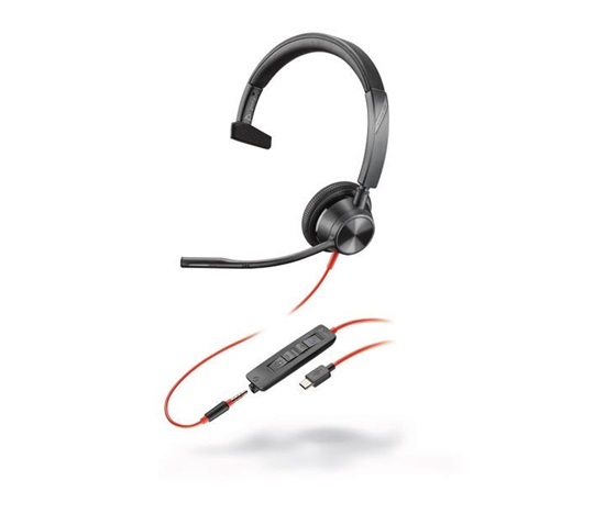 Poly Blackwire 3315 MS Teams náhlavní souprava, 3.5 mm jack + USB-C/A adaptér, mono