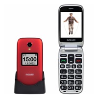EVOLVEO EasyPhone FS, vyklápěcí mobilní telefon 2.8" pro seniory s nabíjecím stojánkem (červená barva)