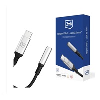 3mk adaptér USB-C/Jack 3,5mm (samice) 0,15m, černo-stříbrná
