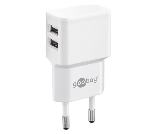 Goobay Napájecí a nabíjecí adaptér 230V na 2x USB, max.2,4A, bílý