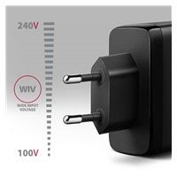 AXAGON ACU-DPQ100, GaN nabíječka do sítě 100W, 3x port (USB-A + dual USB-C), PD3.0/PPS/QC4+/Apple, černá