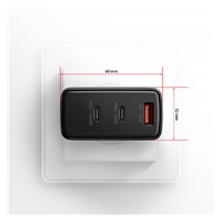 AXAGON ACU-DPQ100, GaN nabíječka do sítě 100W, 3x port (USB-A + dual USB-C), PD3.0/PPS/QC4+/Apple, černá