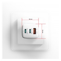 AXAGON ACU-DPQ65W, GaN nabíječka do sítě 65W, 3x port (USB-A + dual USB-C), PD3.0/QC4+/PPS/Apple, bílá