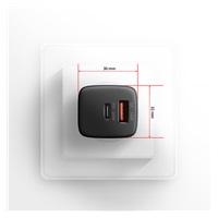 AXAGON ACU-PQ20, nabíječka do sítě 20W, 2x port (USB-A + USB-C), PD3.0/PPS/QC4+/AFC/Apple, černá