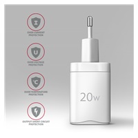 AXAGON ACU-PQ20W, nabíječka do sítě 20W, 2x port (USB-A + USB-C), PD3.0/PPS/QC4+/AFC/Apple, bílá