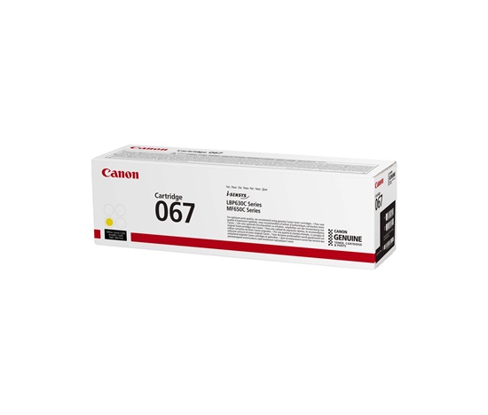 Canon TONER 067 žlutá pro i-SENSYS LBP631Cw, LBP633Cdwa, MF651Cw, MF655Cdw, MF657Cdw (1250 str.) BAZAR/POŠKOZENÝ OBAL
