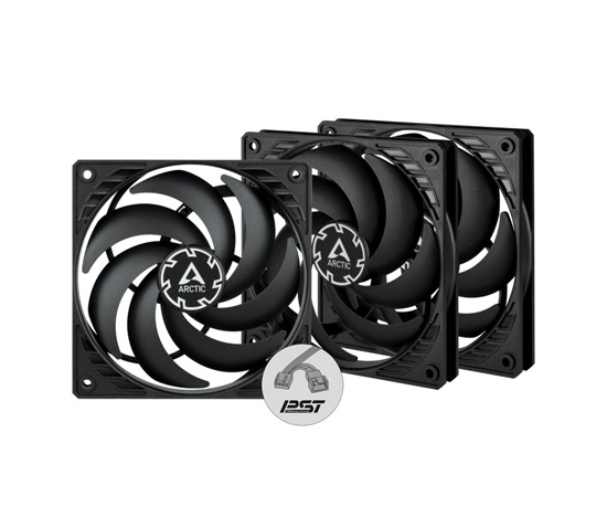 ARCTIC ventilátor P12 Slim PWM PST 3-Pack, 120mm, 4pin, PWM, černá