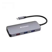 VERBATIM Hub USB-C Pro Multiport 9 Port, 3x USB 3.2, 2x USB-C, HDMI, RJ45, microSD/SD, šedá