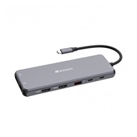 VERBATIM Hub USB-C Pro Multiport 13 Port, 6x USB-A, 2x USB-C, 2x HDMI, DP, RJ45, 3.5mm Jack audio, šedá