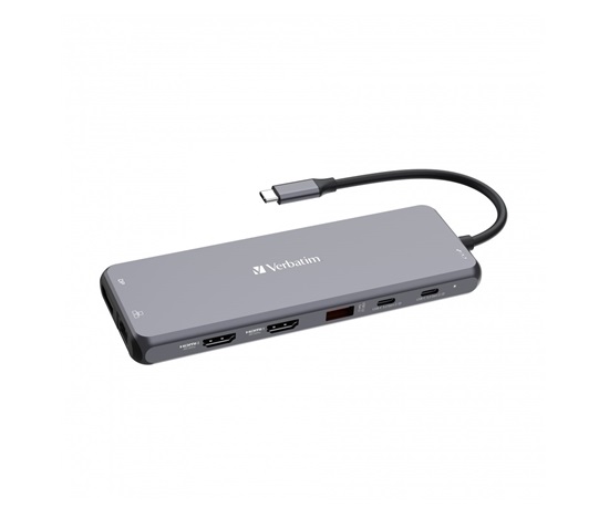 VERBATIM Hub USB-C Pro Multiport 13 Port, 6x USB-A, 2x USB-C, 2x HDMI, DP, RJ45, 3.5mm Jack audio, šedá
