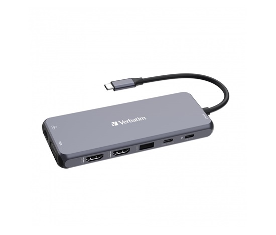 VERBATIM Hub USB-C Pro Multiport 14 Port, 5x USB-A, 2x USB-C, 2x HDMI, 1xVGA, RJ45, 3.5mm Jack audio, microSD/SD, šedá
