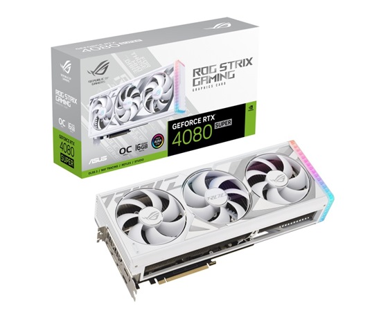 ASUS VGA NVIDIA GeForce RTX 4080 SUPER ROG STRIX WHITE OC 16G, 16G GDDR6X, 3xDP, 2xHDMI