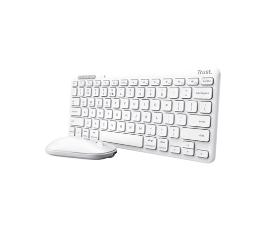 TRUST set klávesnice + myš LYRA, Bezdrátový set klávesnice a myši, ECO, US, bílá