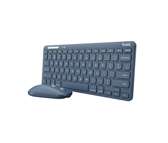 TRUST set klávesnice + myš LYRA, Bezdrátový set klávesnice a myši, ECO, US, modrá