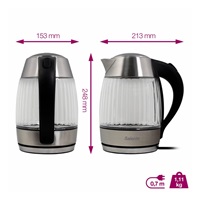 Salente StripeGlass, rychlovarná konvice 1,8 l, nerez/skleněná, červené podsvícení