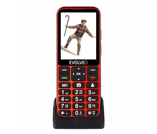EVOLVEO EP-880 EasyPhone LT Senior, nabíjecí stojánek, červená